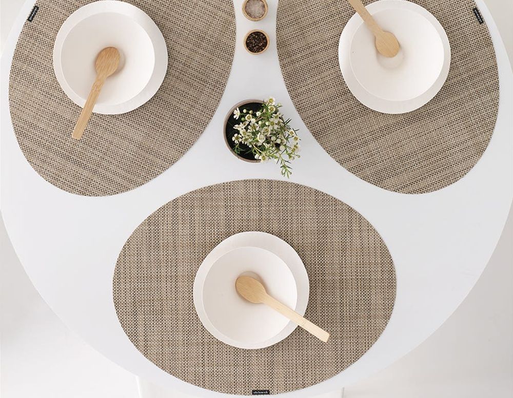 Chilewich Spisebrikke Mini Basketwave Oval Clay 4stk