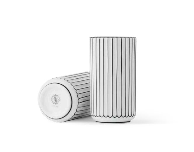 Hovedbilde Lyngby Porcelæn Vase 15 cm Hvit med sorte striper