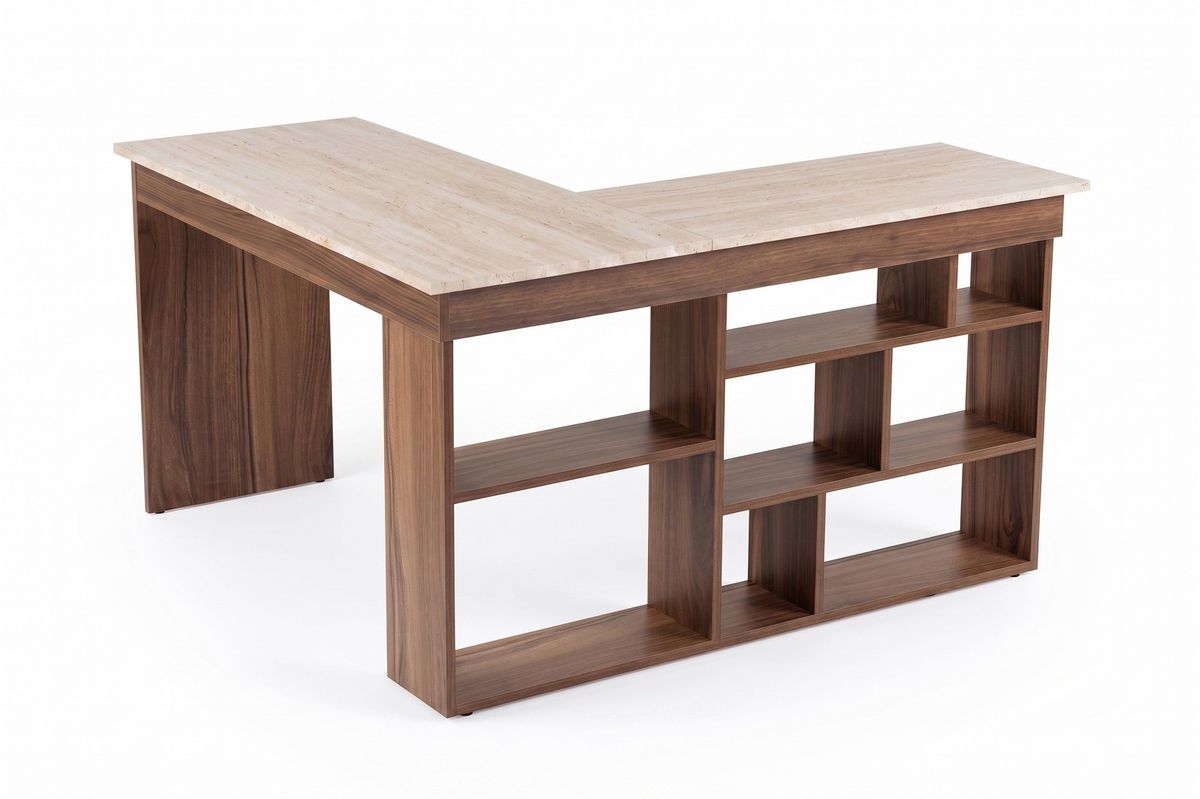 Nordure Vesper skrivebord – Travertine / Venezia Walnut