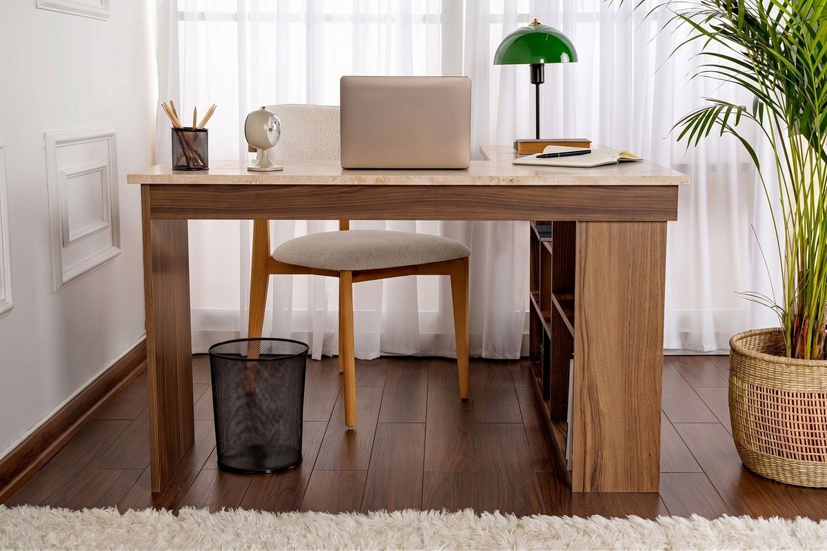 Nordure Vesper skrivebord – Travertine / Venezia Walnut