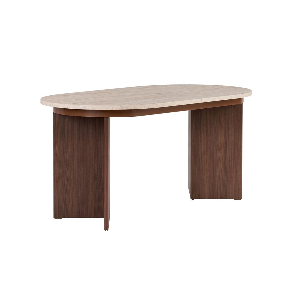 Nordure Sorell uttrekkbart spisebord – Travertine/Milano Walnut