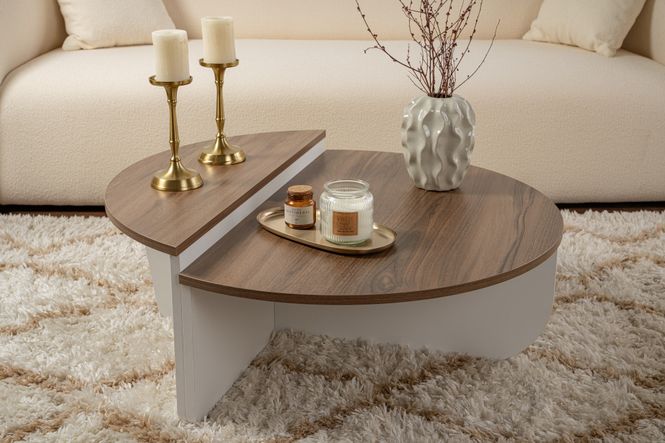 Hovedbilde Nordure Orion sofabord – Venezia Walnut / hvit
