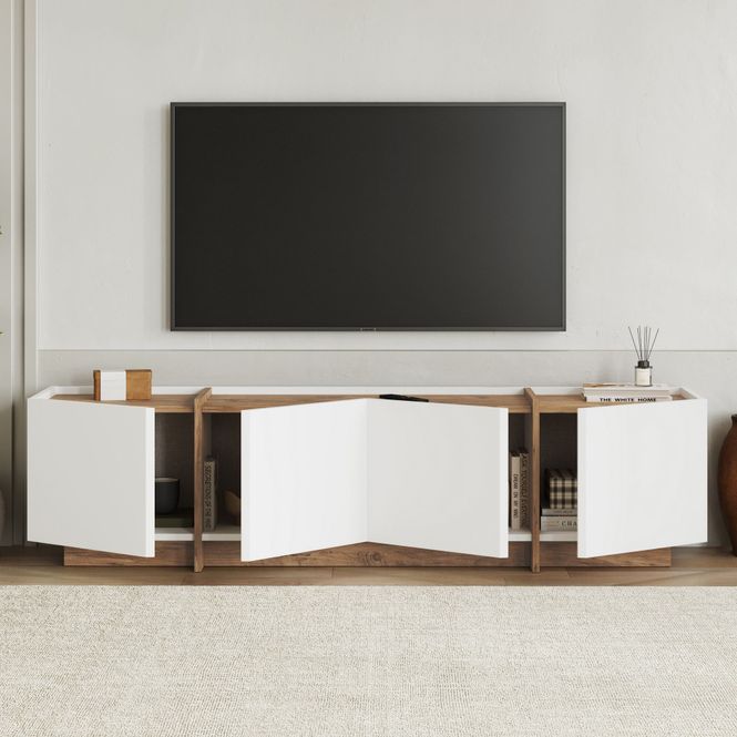 Hovedbilde Nordure Lowen TV-benk – hvit/Atlantic Pine