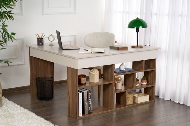 Hovedbilde Nordure Vesper skrivebord – Cashmere/Walnut