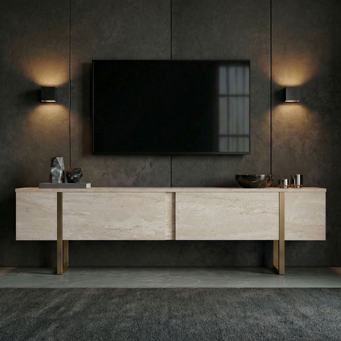 Hovedbilde Nordure Onera TV-benk – Travertine/gull