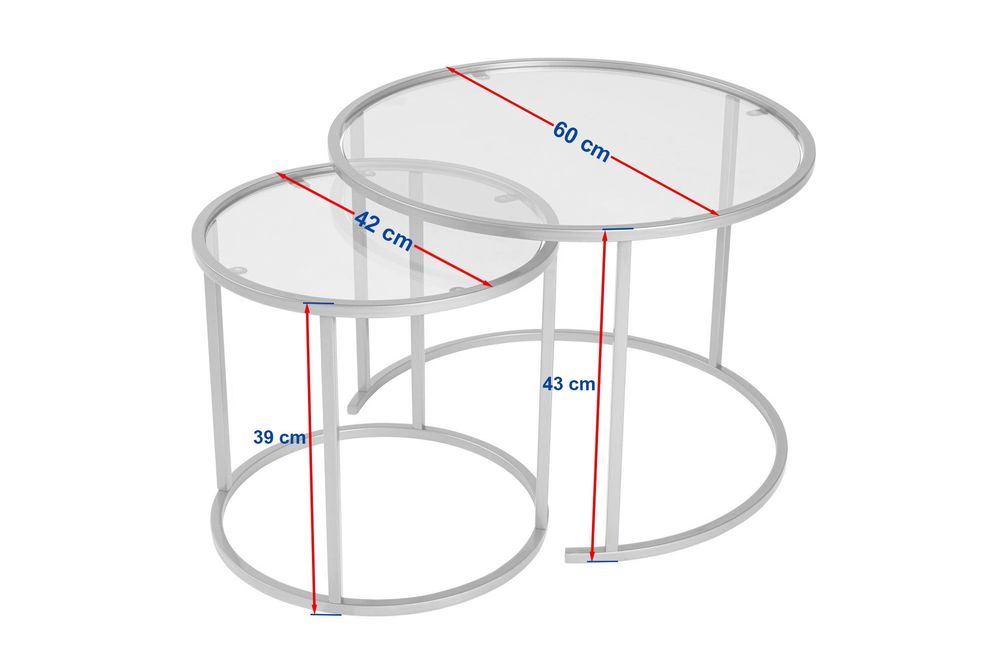 Nordure Aurum sofabordsett – 60 / 42 / gull / transparent