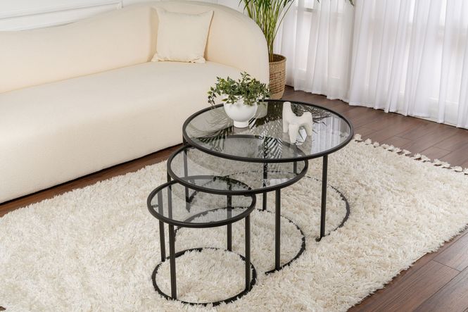 Hovedbilde Nordure Aurum sofabordsett – 80 / 60 / 42 / svart ...