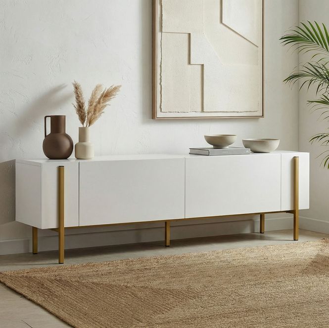 Hovedbilde Nordure Nexus TV-benk – hvit / gull