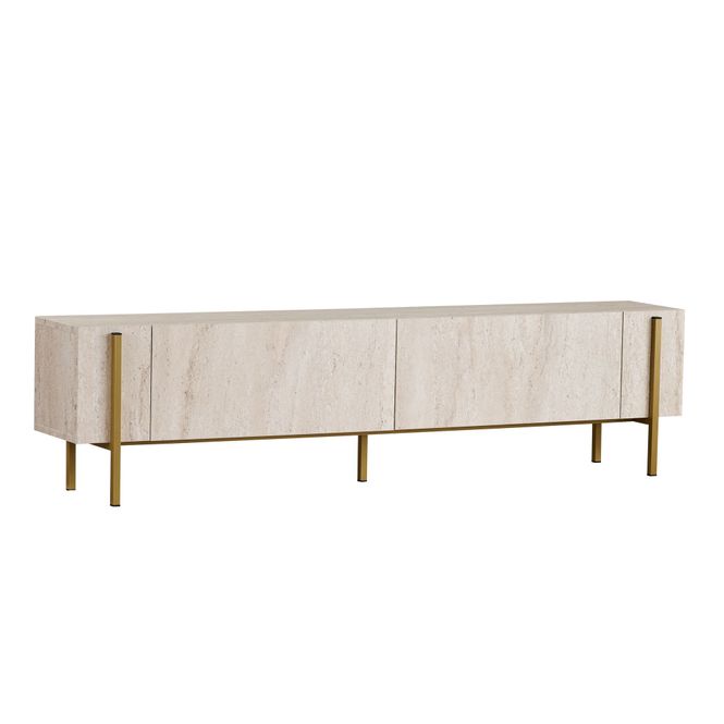 Hovedbilde Nordure Nexus TV-benk – Travertine / gull