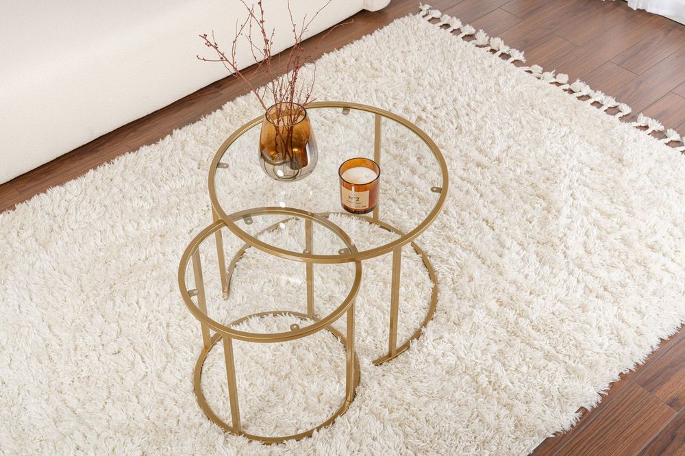 Nordure Aurum sofabordsett – 60 / 42 / gull / transparent
