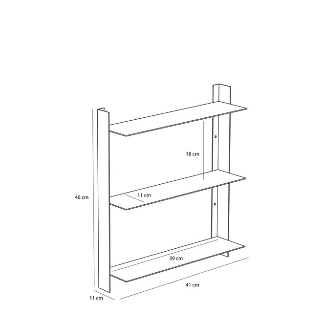 Hovedbilde Hübsch Acier reol 41x11x46 cm – børstet stål