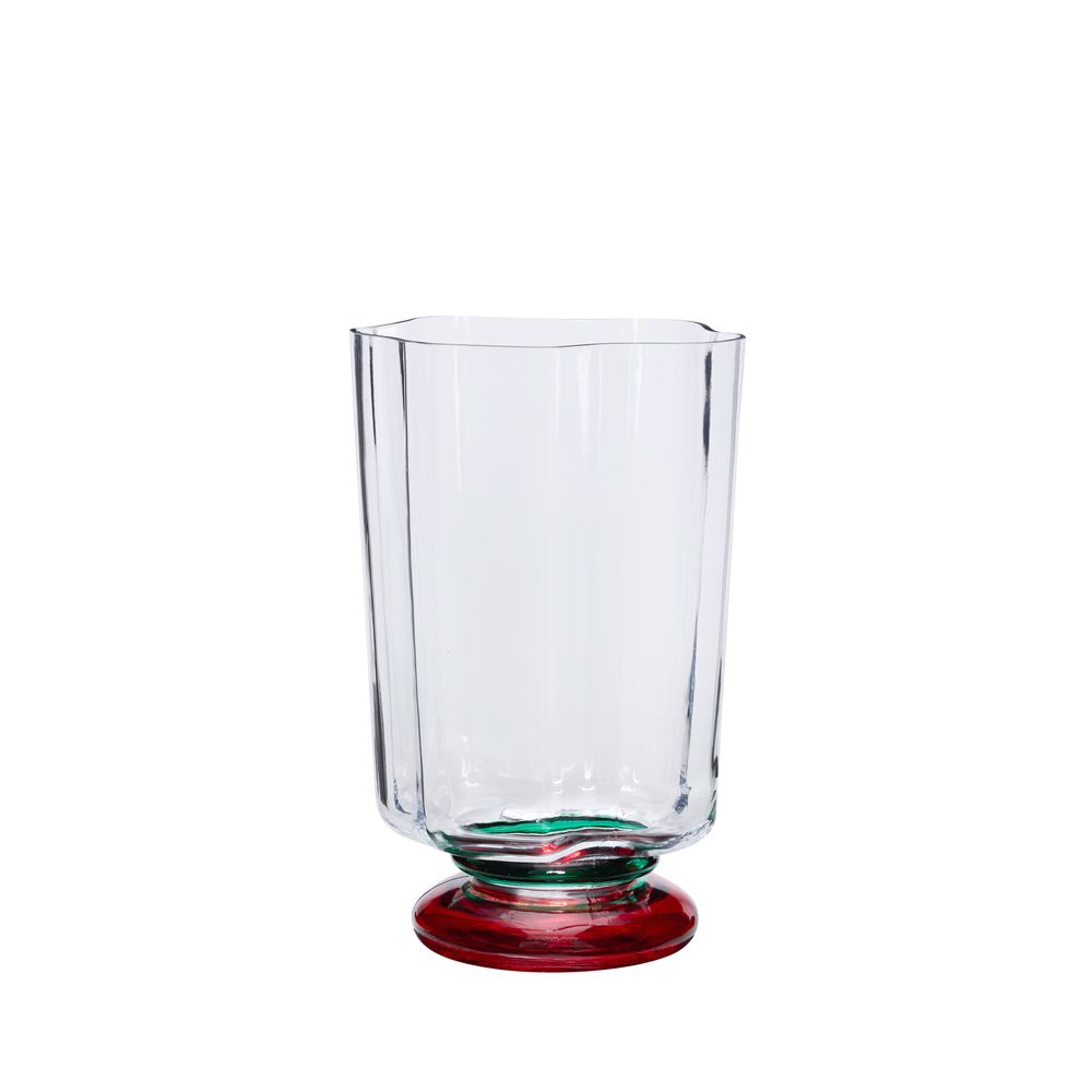 Hübsch Verre Vase 19x17x28 cm – klar/grønn/rød