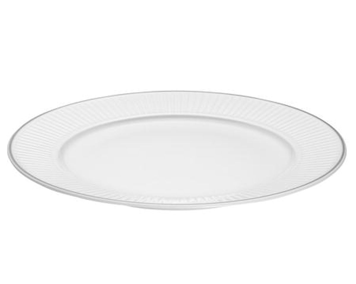 Pillivuyt Vienne Plissé tallerken hvit/platin 28 cm