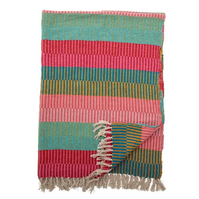 Hovedbilde Bloomingville Isnel Pledd Rosa/Turkis 130x160 cm
