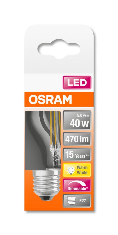 Osram Lyspære LED P40 E27, klar, DIM, Krone