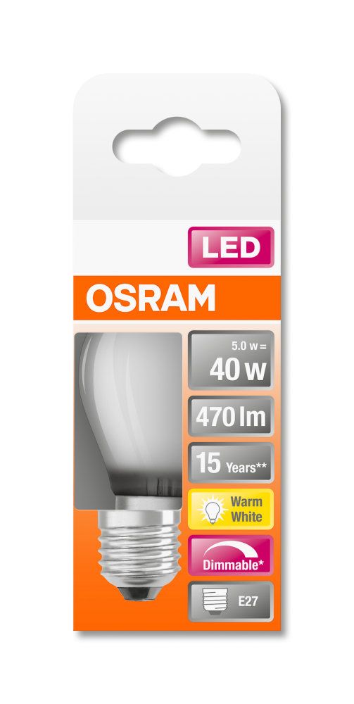 Osram Lyspære LED P40 E27, matt, DIM, Krone