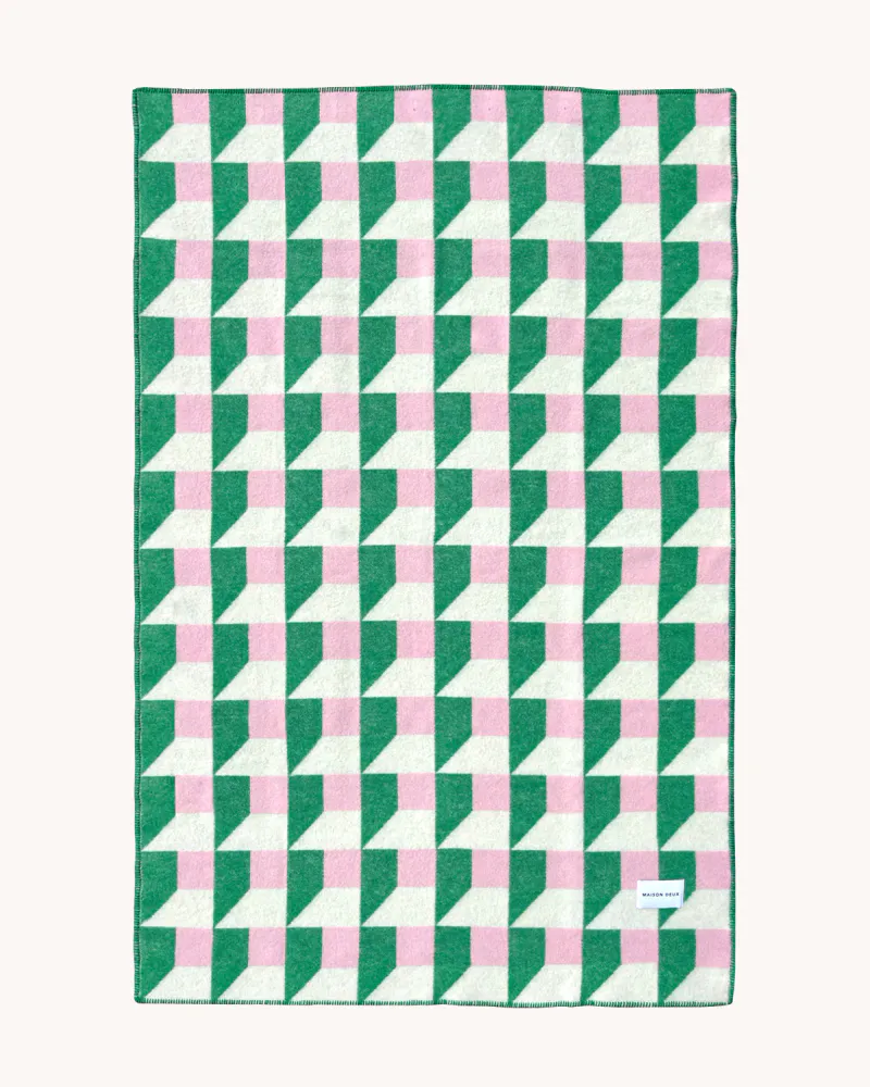 Maison Deux Cubics Pledd Grønn/Rosa