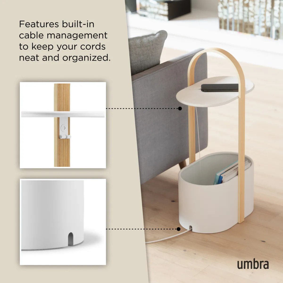 Umbra Bellwood sidebord med oppbevaring hvit natur