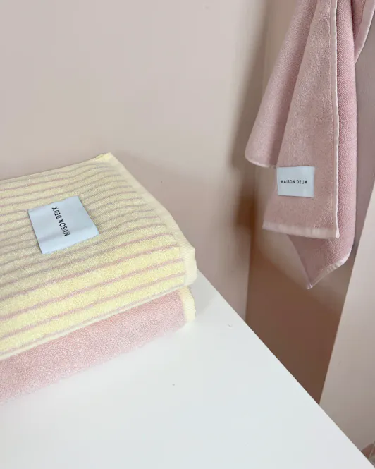 Hovedbilde Maison Deux Dual Stripe Badehåndkle Butter Yellow ...