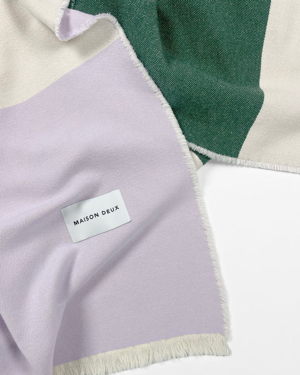 Maison Deux Check Bold Pledd Lilla/Grønn