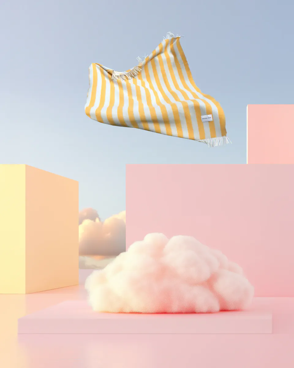 Maison Deux Candy Wrap Pledd Blå/Gul