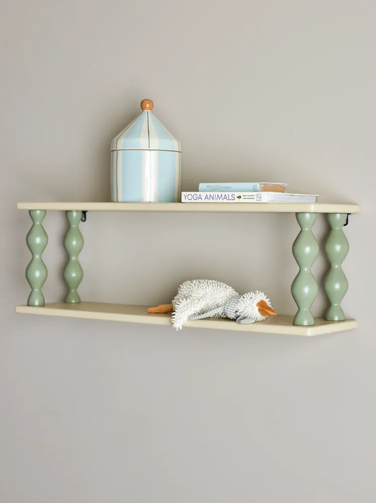 Bloomingville MINI Bibiola Vegghylle Grønn/Beige 80 cm