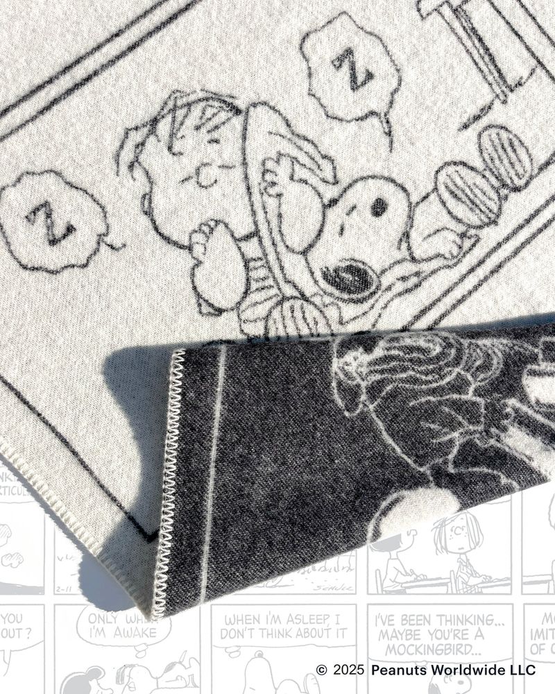 Maison Deux Peanuts Comic ZZZ Pledd Hvit/Sort