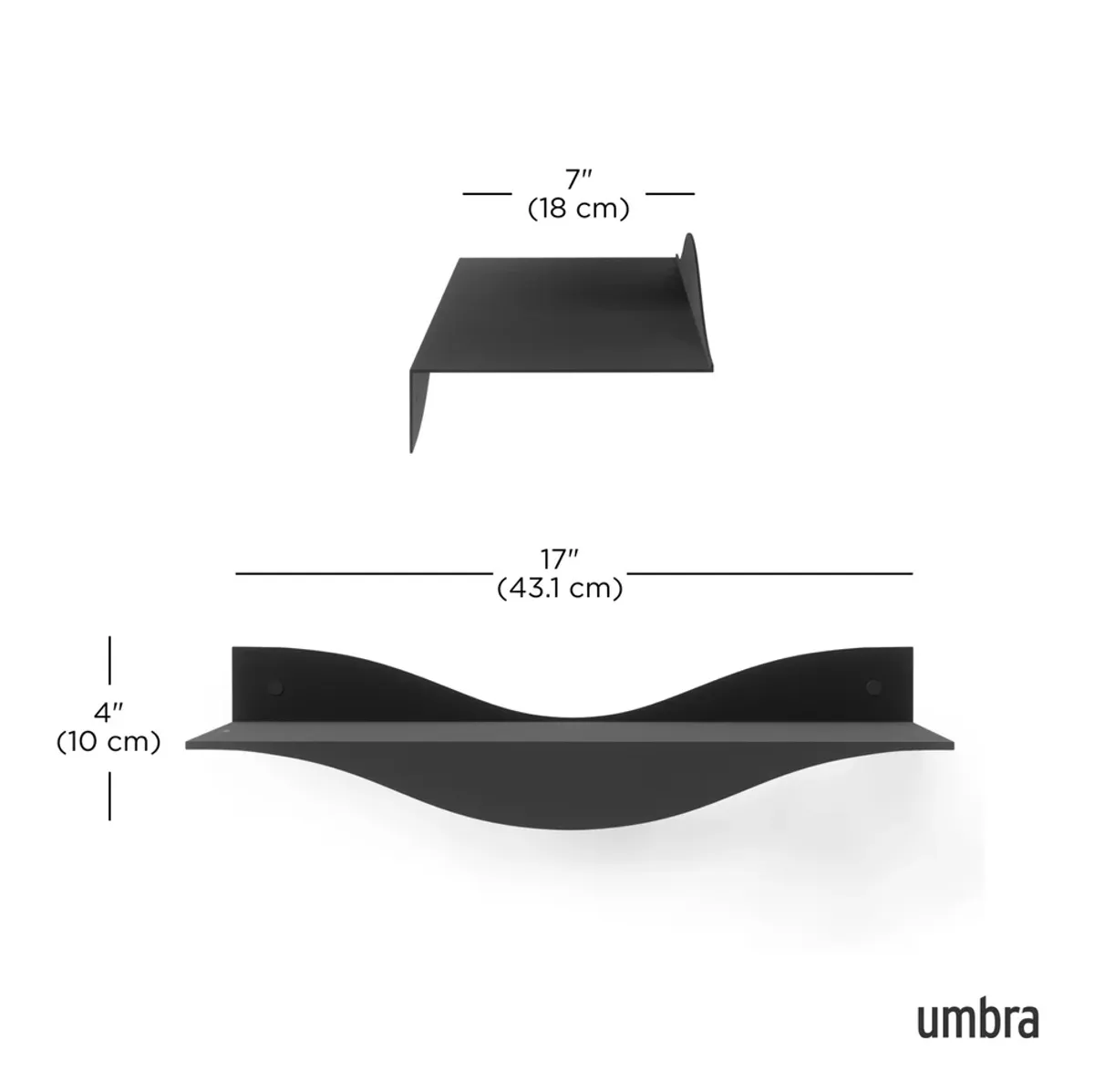 Umbra Surf Vegghylle 2-pk Sort