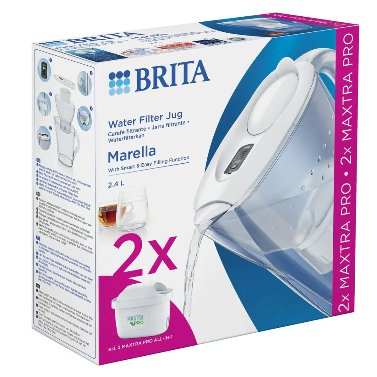 Brita Marella Vannfilterkanne hvit 2,4 l inkl. 2 filter