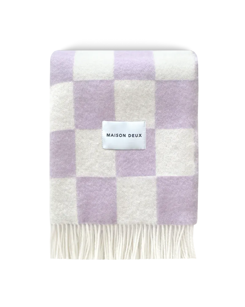 Maison Deux Checkerboard Pledd Hvit/Lilla