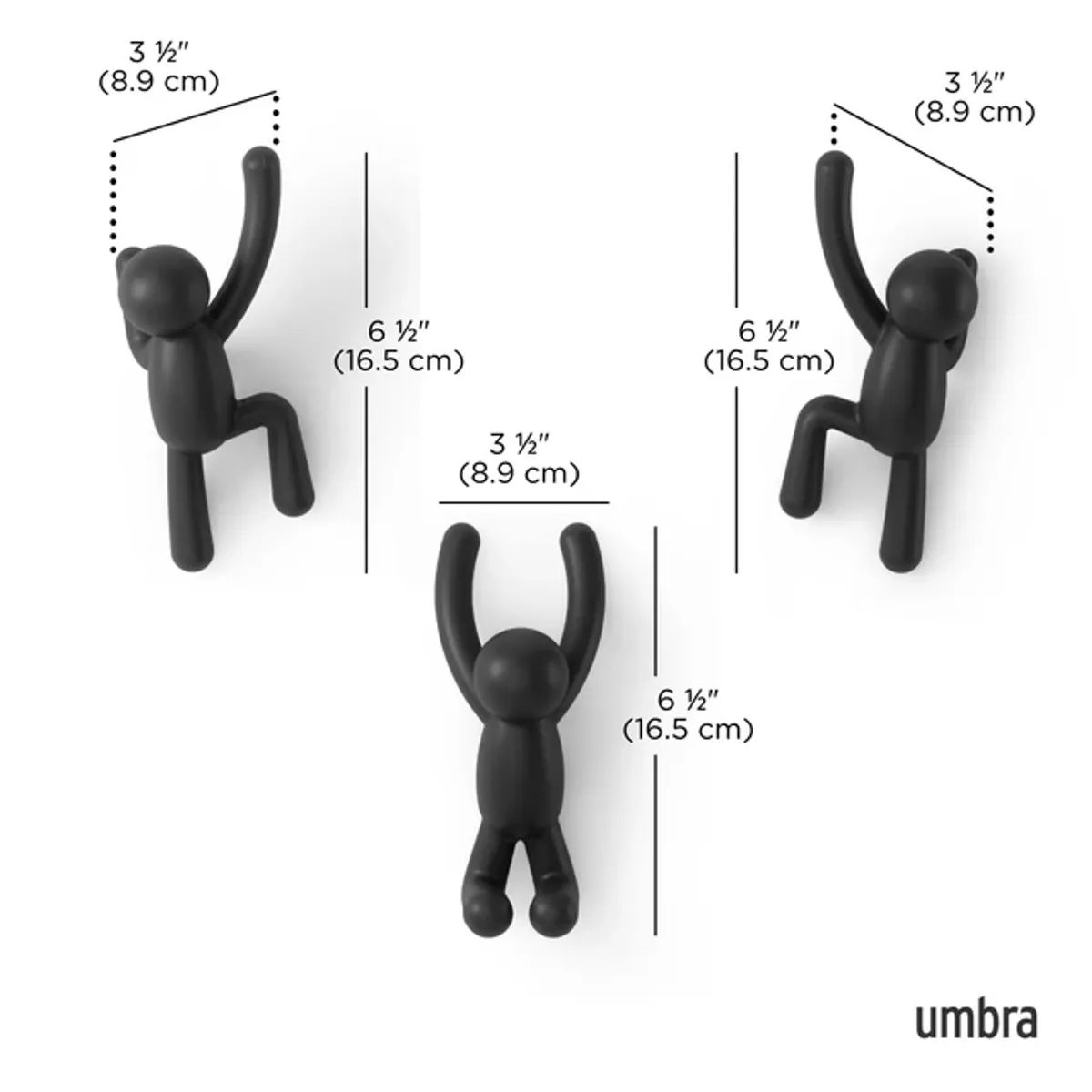 Umbra Buddy knagger 3 stk sort