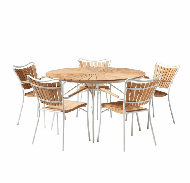 Hovedbilde Cinas Ellen Set, Teak & Hvit Aluminium Ø130 + 5 ...