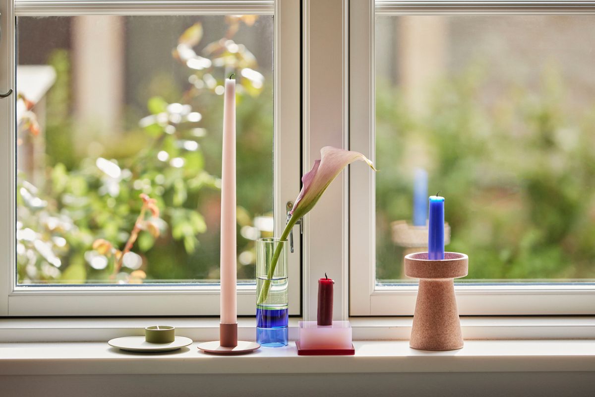 Hübsch Astra Telysholder/Vase Grønn/Blå
