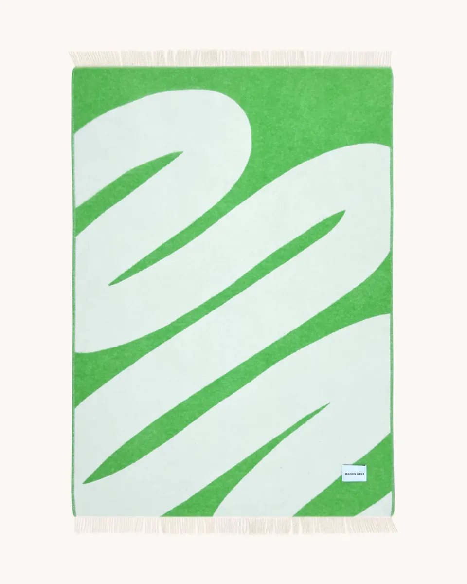 Maison Deux Swirl Pledd Grønn/Hvit