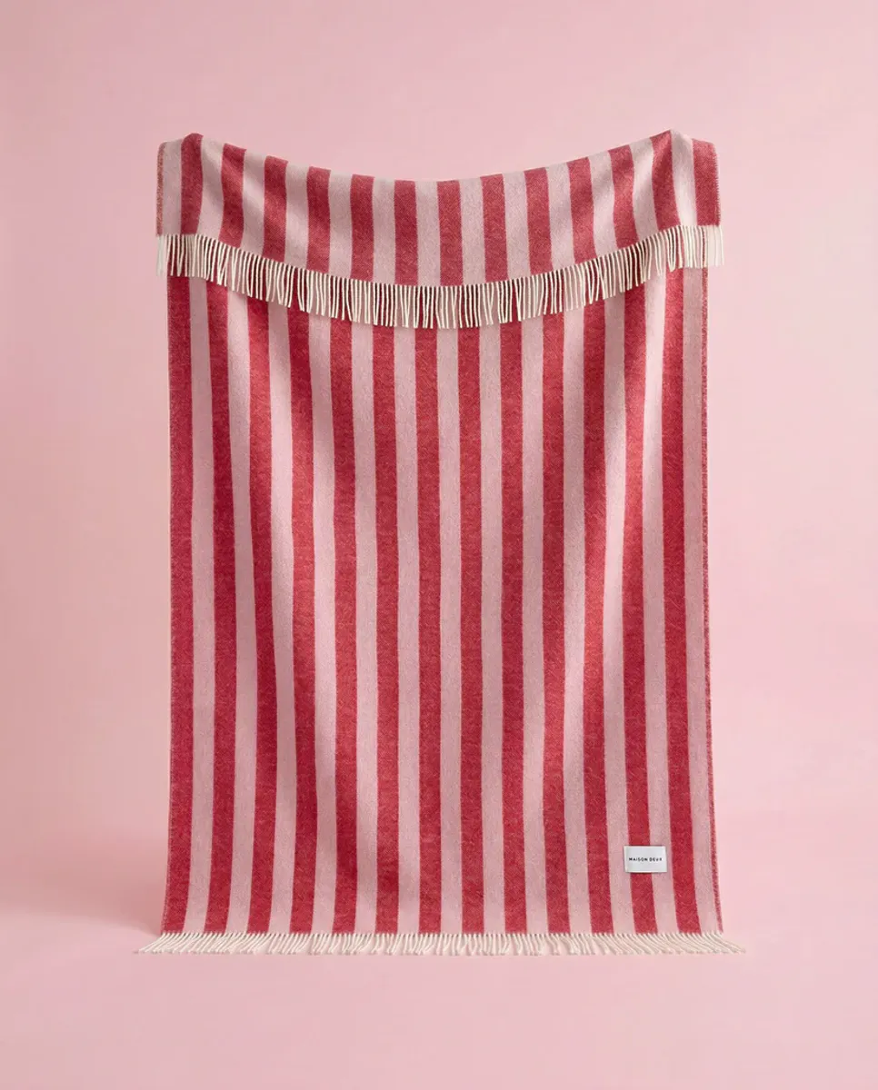 Maison Deux Candy Wrap Pledd Rosa/Rød