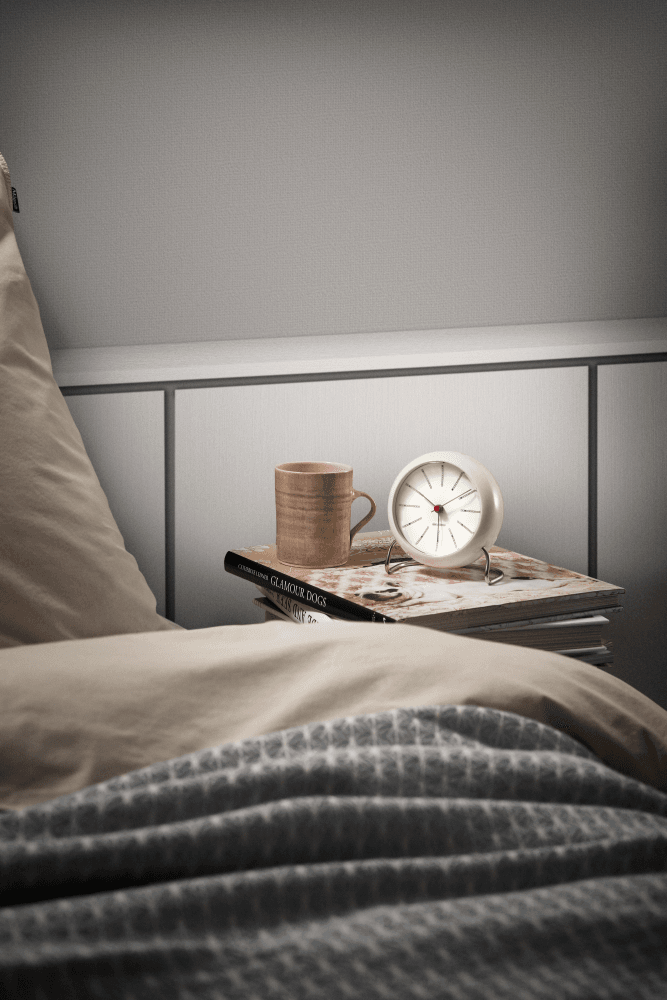 Arne Jacobsen Bankers bordklokke med alarm