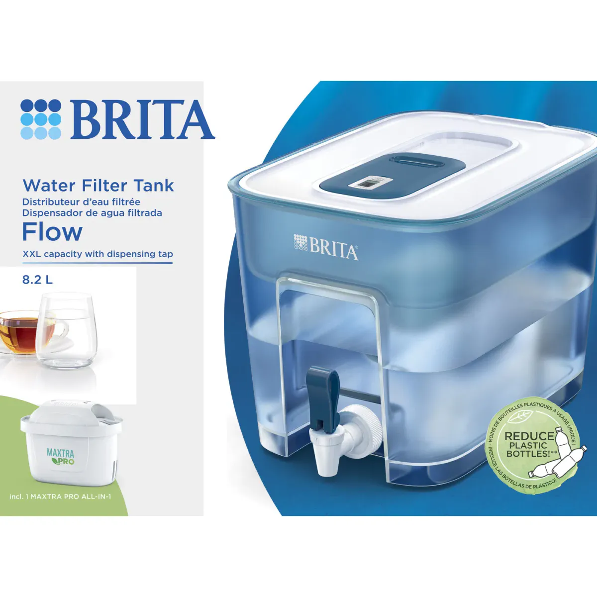 Brita Flow vanndunk med filter blå 8,2 l