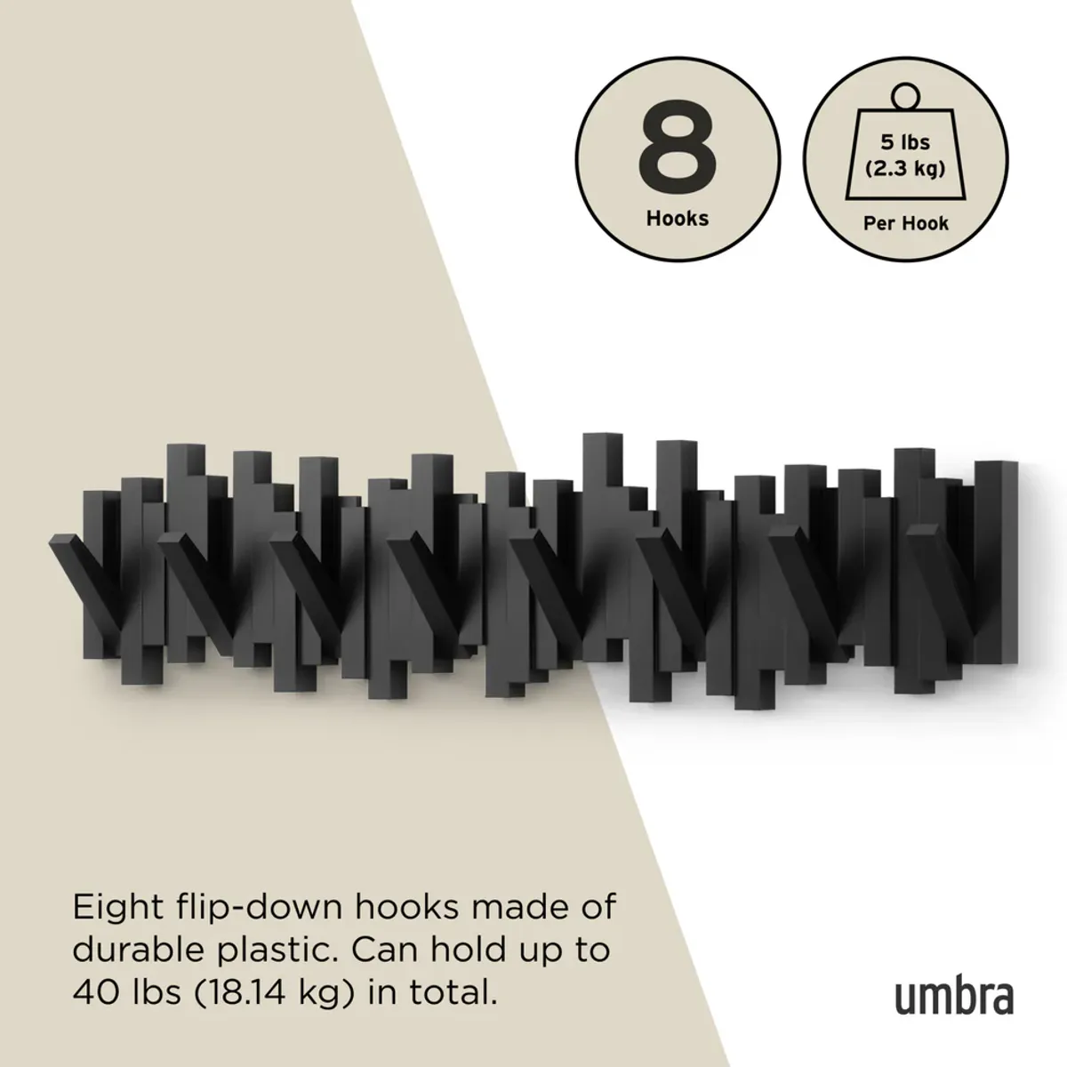 Umbra Sticks 8 Knaggrekke Sort