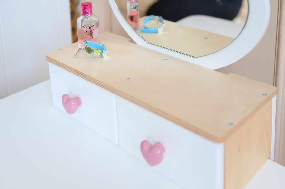 Prinsesse Tulipan Bord m/speil & Stol Flervalg