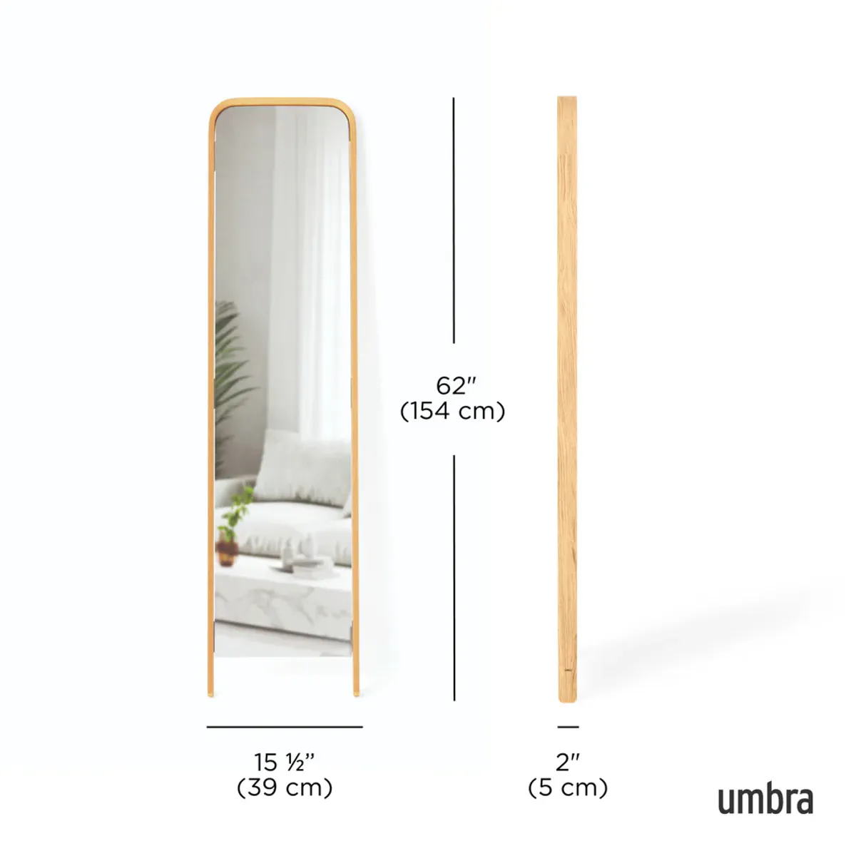 Umbra Bellwood Gulvspeil Natur