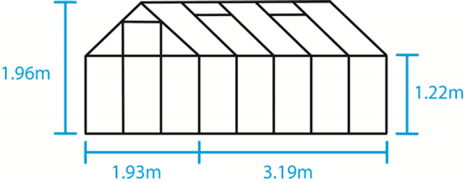 Hovedbilde Halls Drivhus Popular Herdet Glass Sort 6,2 m²