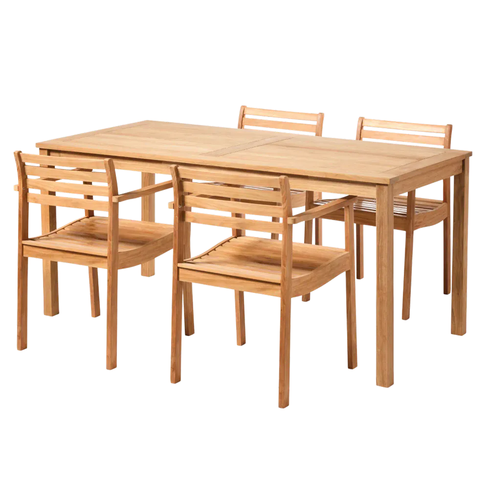 Cinas Rosenholm Hagesett Bord og 4 Stoler Teak