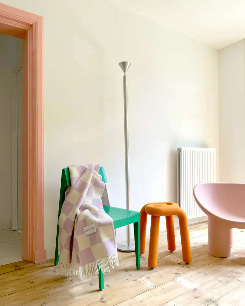 Maison Deux Checkerboard Pledd Hvit/Lilla