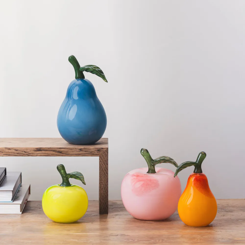 Hadeland Glassverk Glassfrukt Pære Blå 19 cm