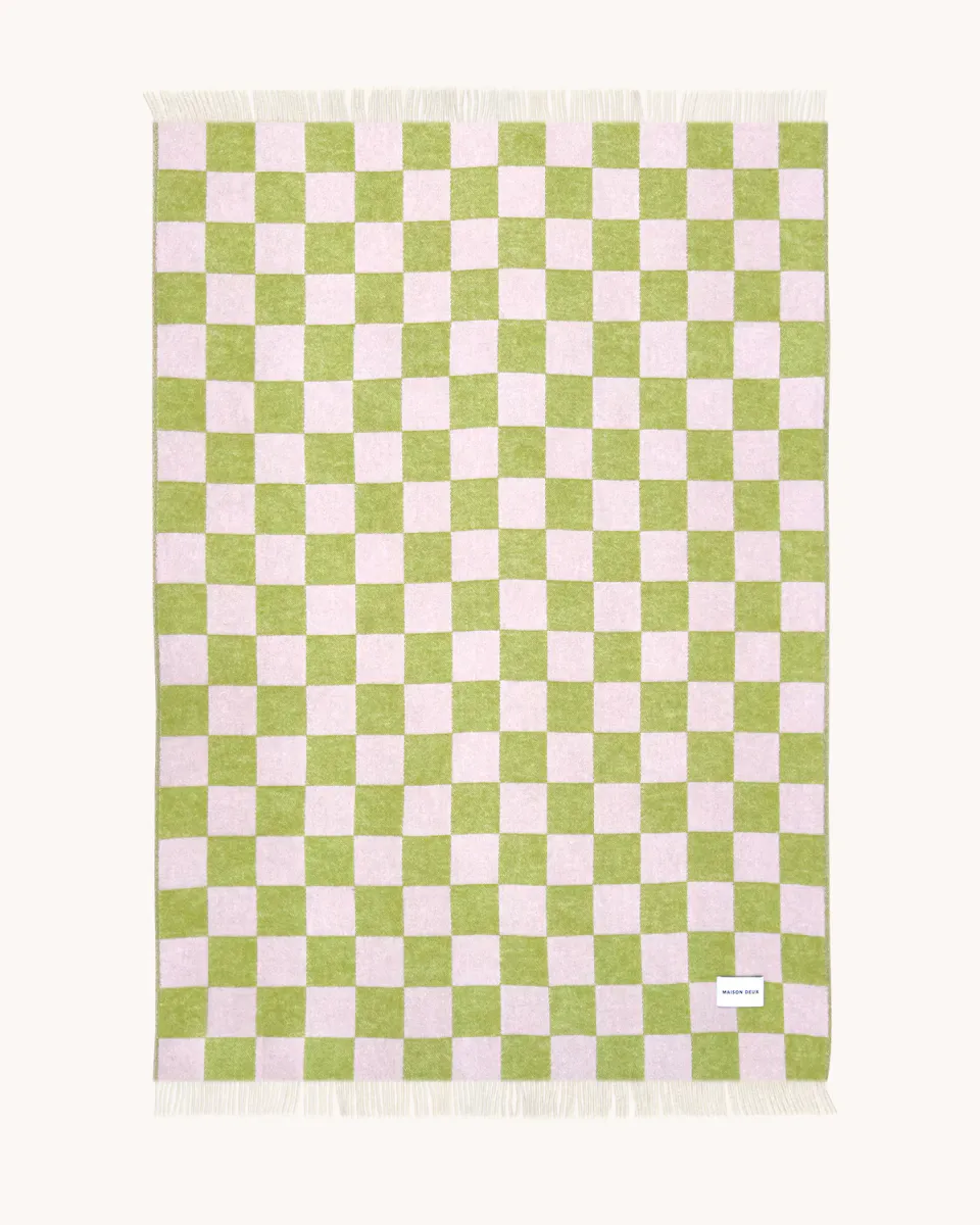 Maison Deux Checkerboard Pledd Grønn/Rosa
