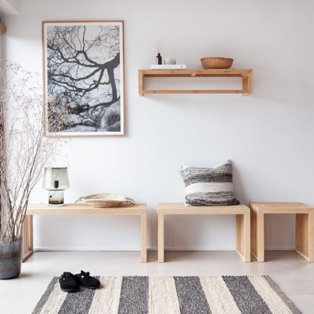 Cinas Rib Garderobehylle Stor Natur